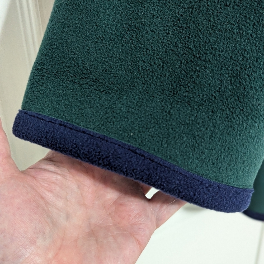 Susan Graver Dark Green/Navy Bonded Polar Fleece (Pea coat Style) Coat W/ Hood - Picture 5 of 11